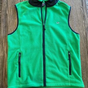 Men’s Vineyard Vines Fleece Vest | Green and Navy | Medium